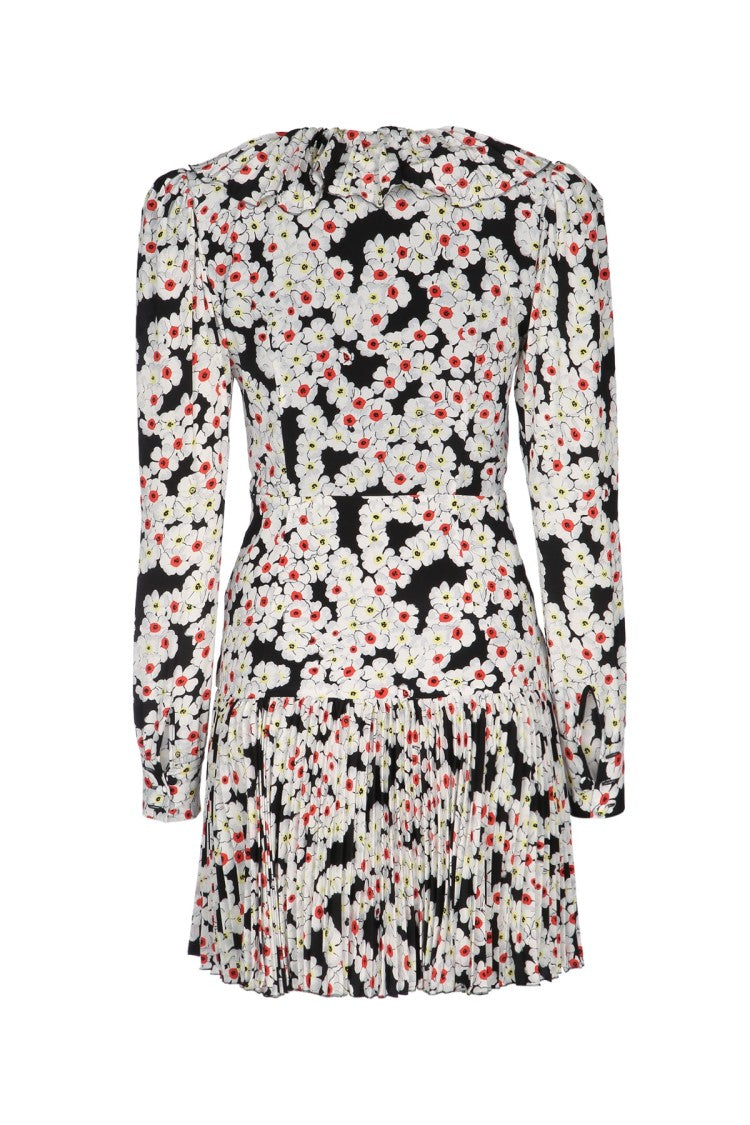 Alessandra Rich Long-Sleeve Mini Dress With Pleated Skirt