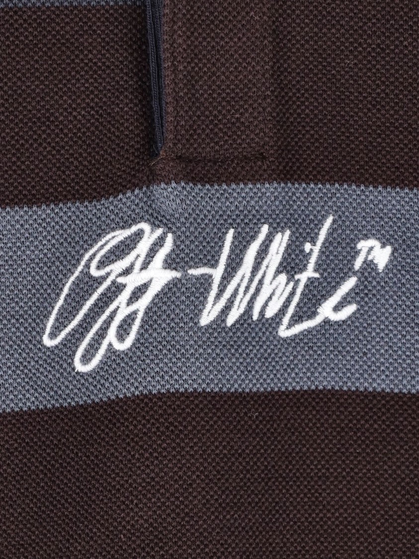Off-White Stroke Multicolor Striped Long-Sleeve Cotton Polo Shirt