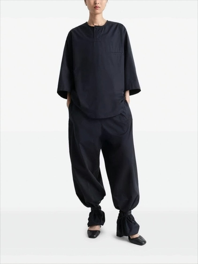 Lemaire Boxy Black Blouse With Round Neckline