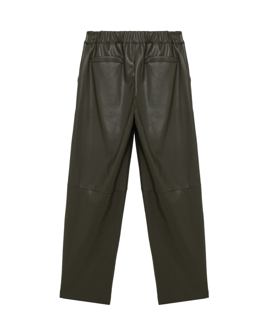 Alpha Studio High-Waisted Straight-Leg Faux Leather Pants With Glossy Finish