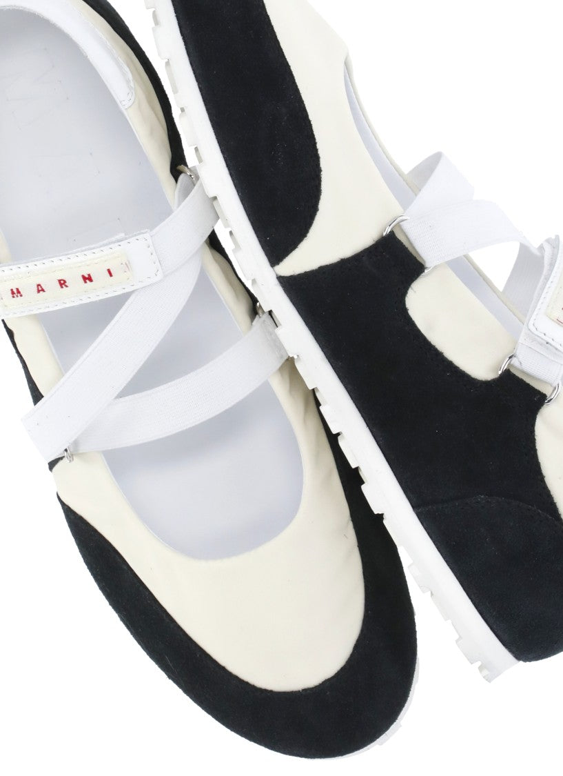 Marni Ivory Soccer Retro Leather Ballet Flats