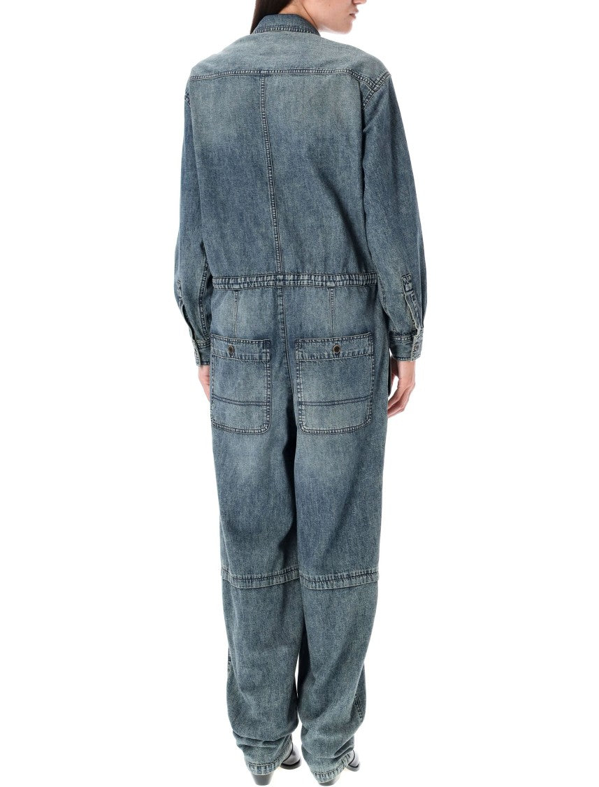 Isabel Marant Étoile Nadia Washed Denim Utility Jumpsuit