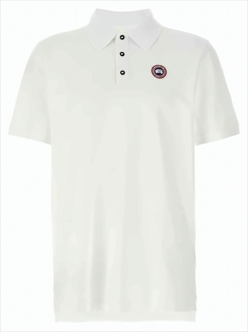 Canada Goose White Short-Sleeve Polo Shirt With Traditional Collar