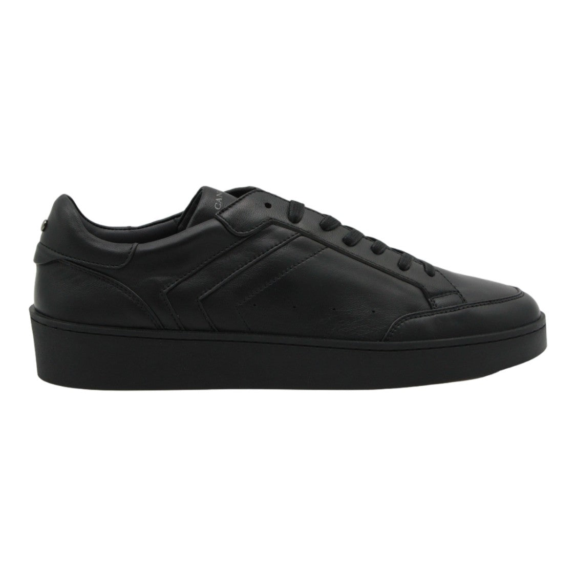 Canali Minimalist Black Sneakers With Smooth Leather Upper