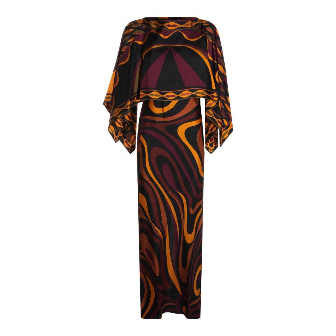 Emilio Pucci Long Flowing Maxi Dress With Dramatic Cape Overlay