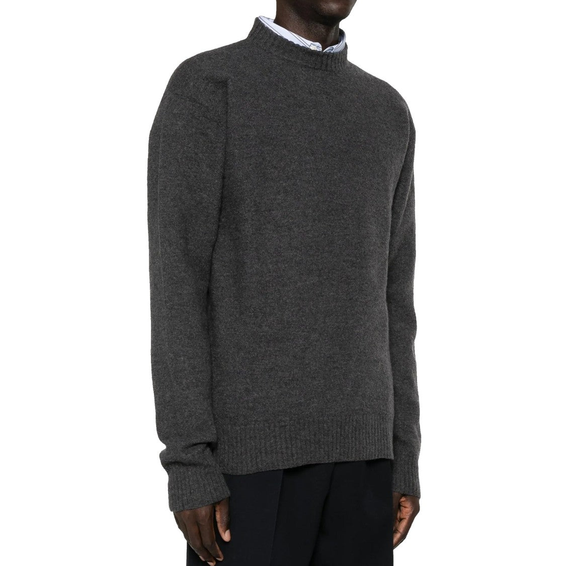 Jil Sander Drop Shoulder Wool Sweater With Crew Neck Design