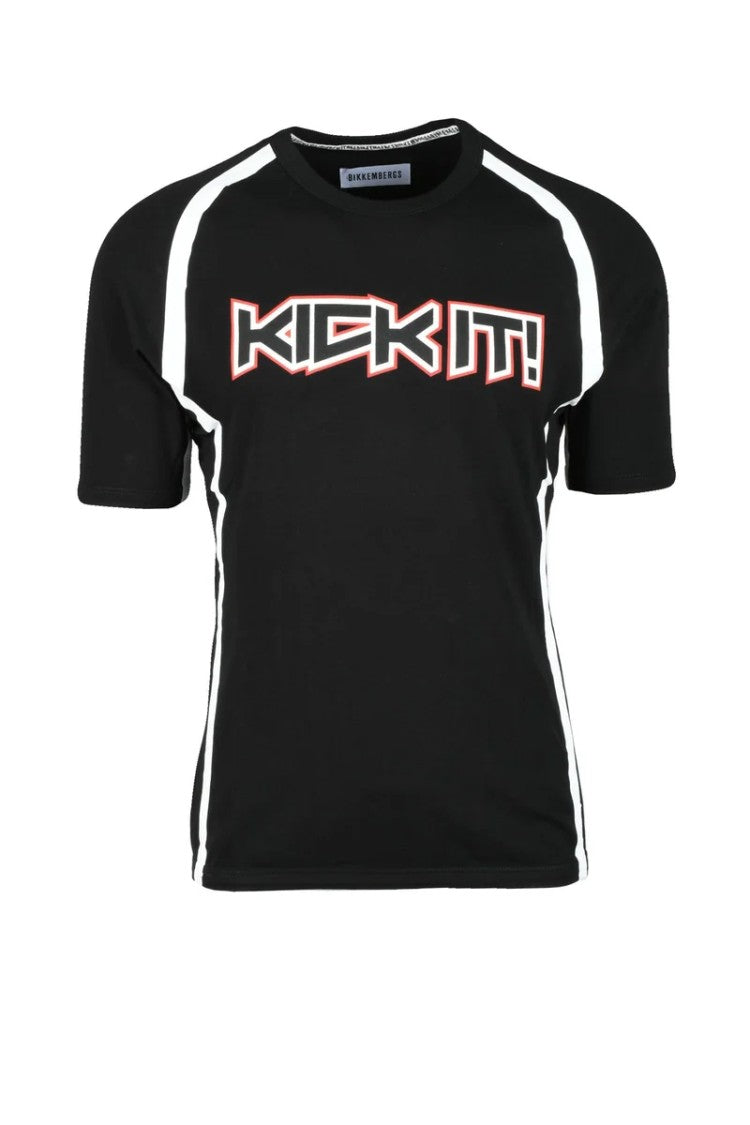 Bikkembergs Black Striped Stretch T-Shirt