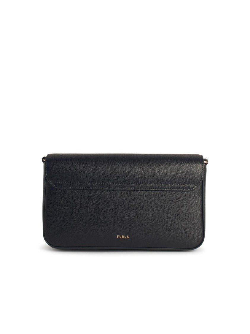 Furla Iride' Small Black Leather Crossbody Bag