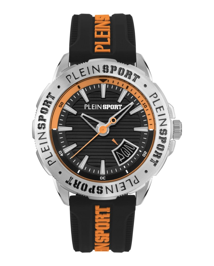 Plein Sport Stainless Steel Rampage Watch With Black Silicone Strap