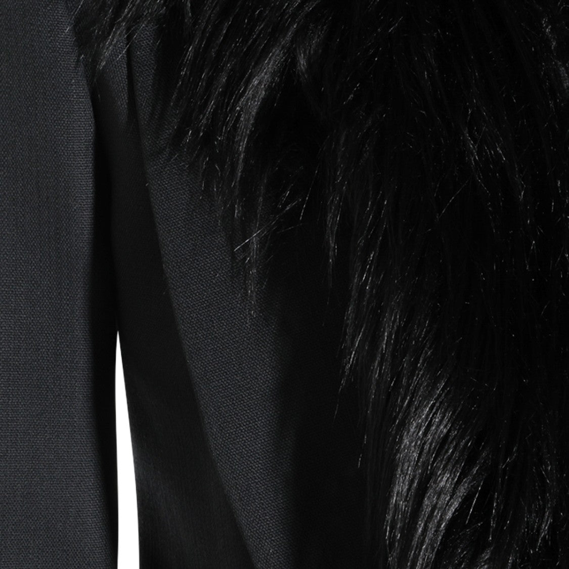 Elisabetta Franchi Black Virgin Wool Blazer With Dramatic Fur Inserts