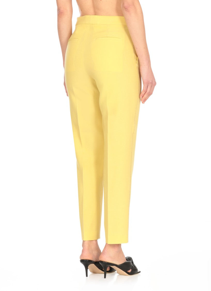 Fabiana Filippi Tailored Yellow Wool Pants With Subtle Detailing