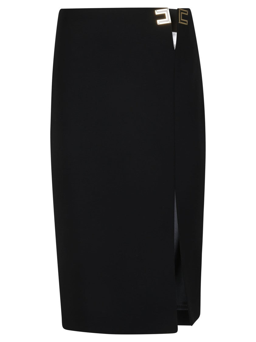 Elisabetta Franchi Straight Gold Buckle Polyester Pencil Skirt