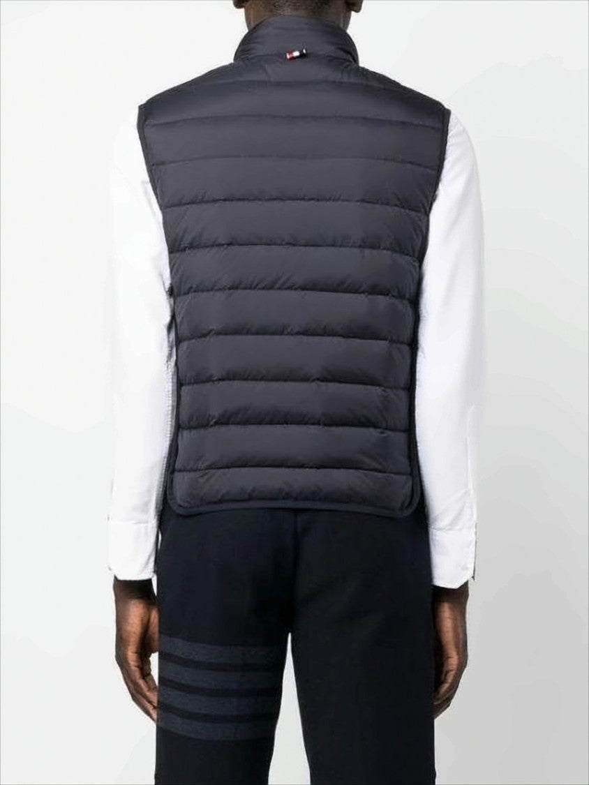 Thom Browne Sleek Padded Vest With Horizontal Quilting And High Collar