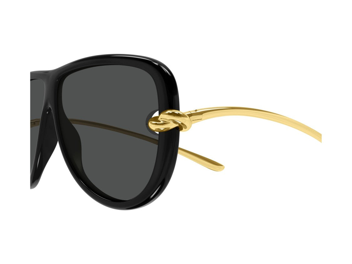 Bottega Veneta Bv1513s Black Gold Knot Detail Oversized Sunglasses