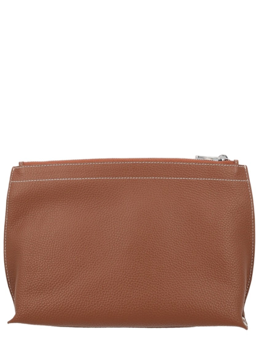 A.P.C. Textured Brown Clutch With Subtle Stitching And Zip Closure