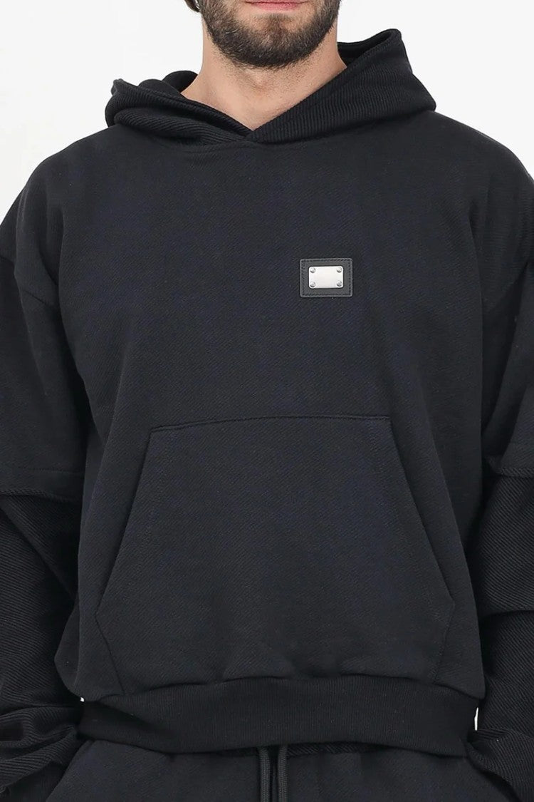 D. Rodriguez Black Relaxed Cotton Hoodie