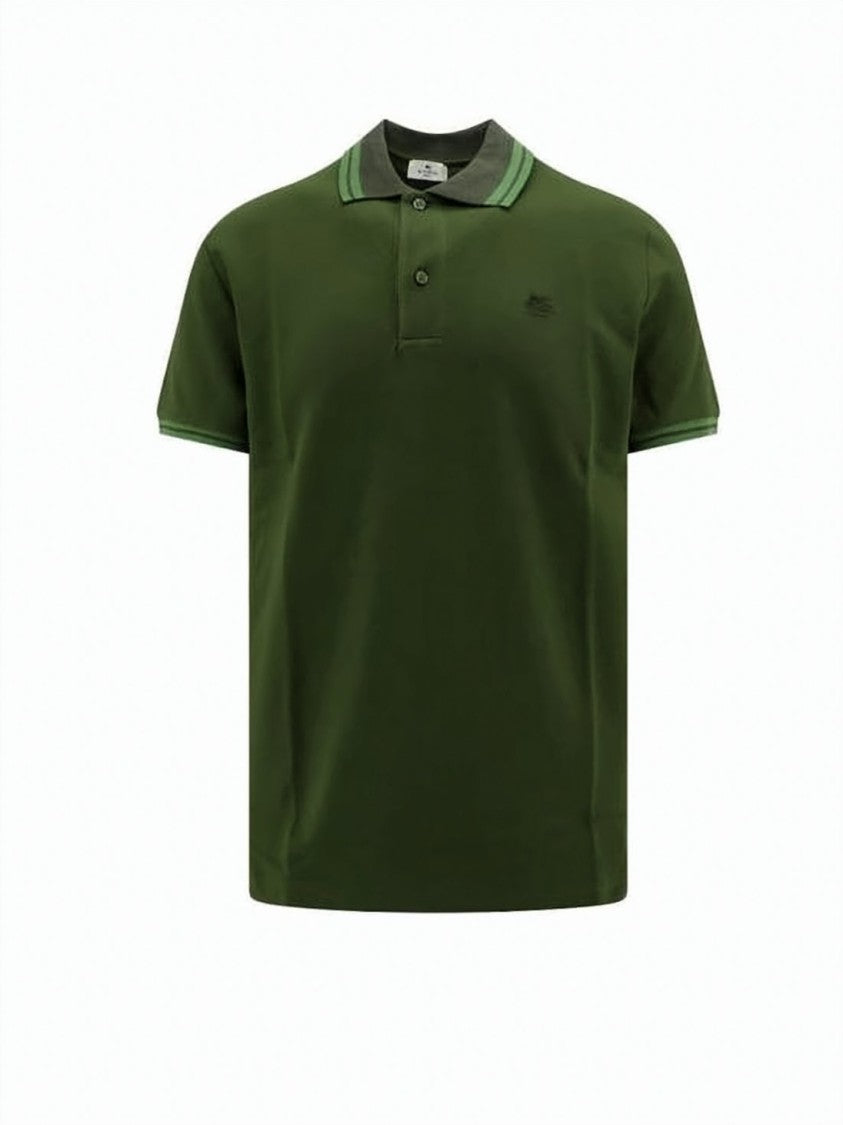 Etro Textured Knit Polo Shirt With Classic Collar