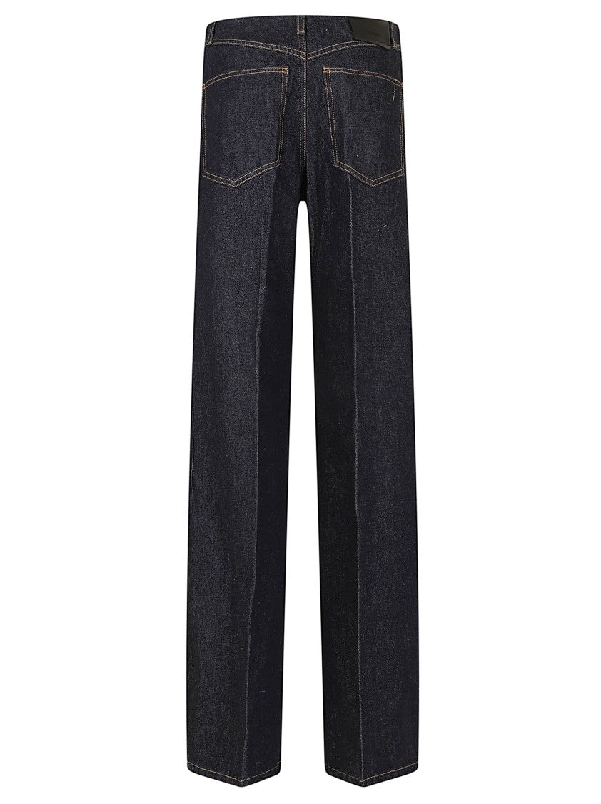 Max Mara Wide-Leg Denim Trousers With Vertical Stitching