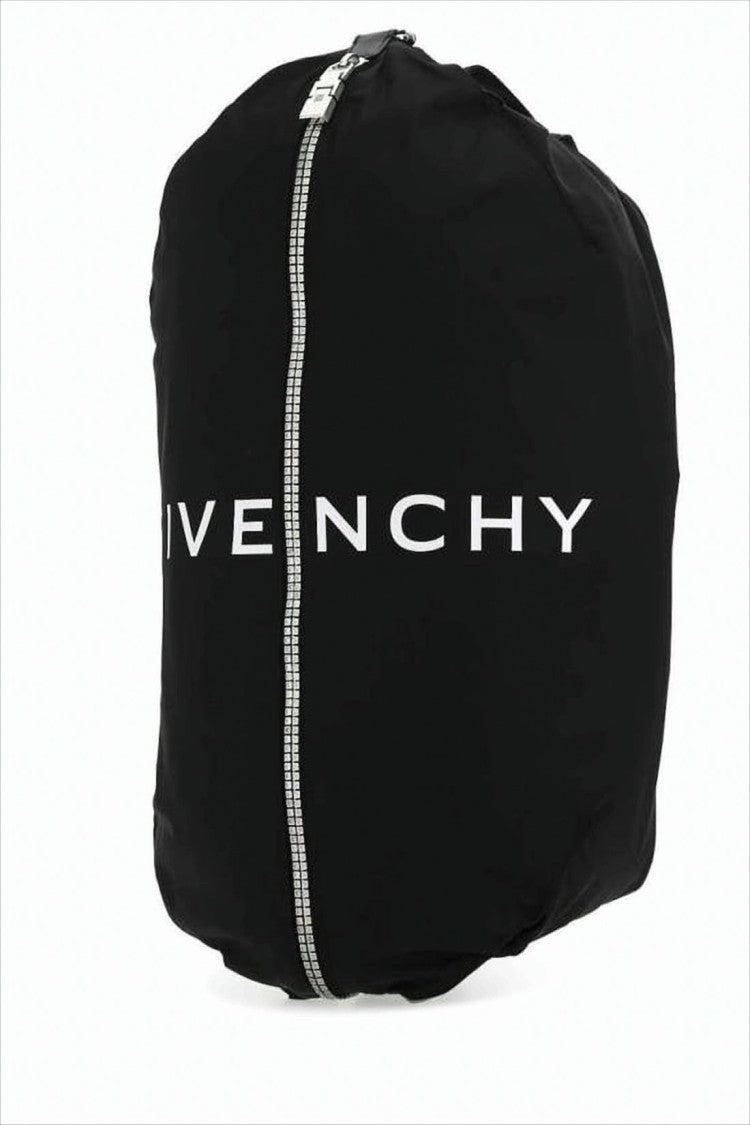 Givenchy Rounded Black Backpack With Silver Zipper Detail