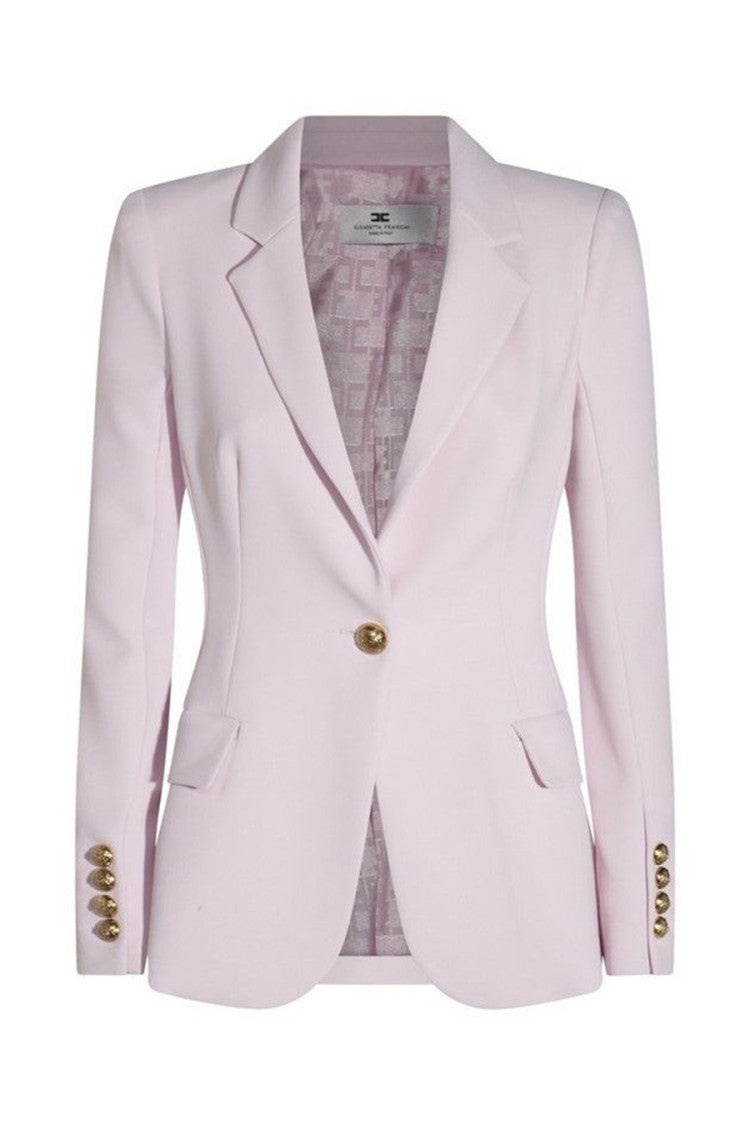Elisabetta Franchi Pink Single-Button Polyester-Blend Blazer
