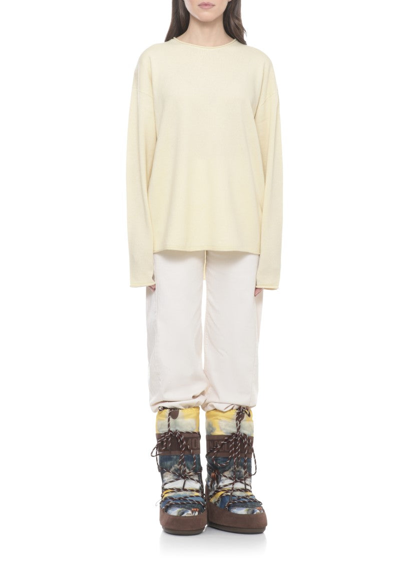 Guest In Residence Yellow Oversized Crew Cashmere Sweater