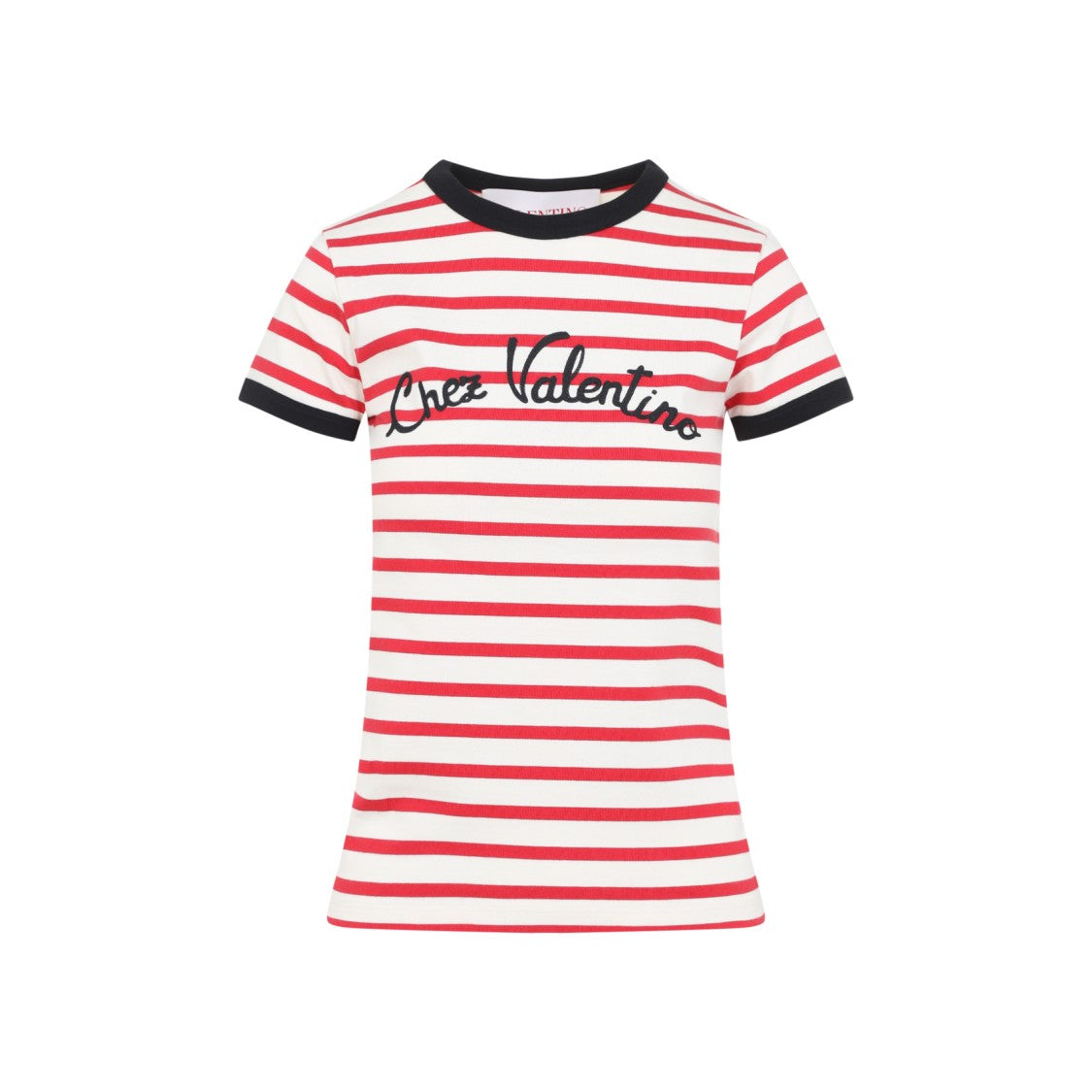 Valentino Classic Striped T-Shirt With Embroidered Logo