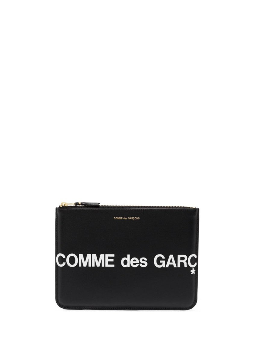Comme Des Garçons Black Gold Logo Leather Wallet