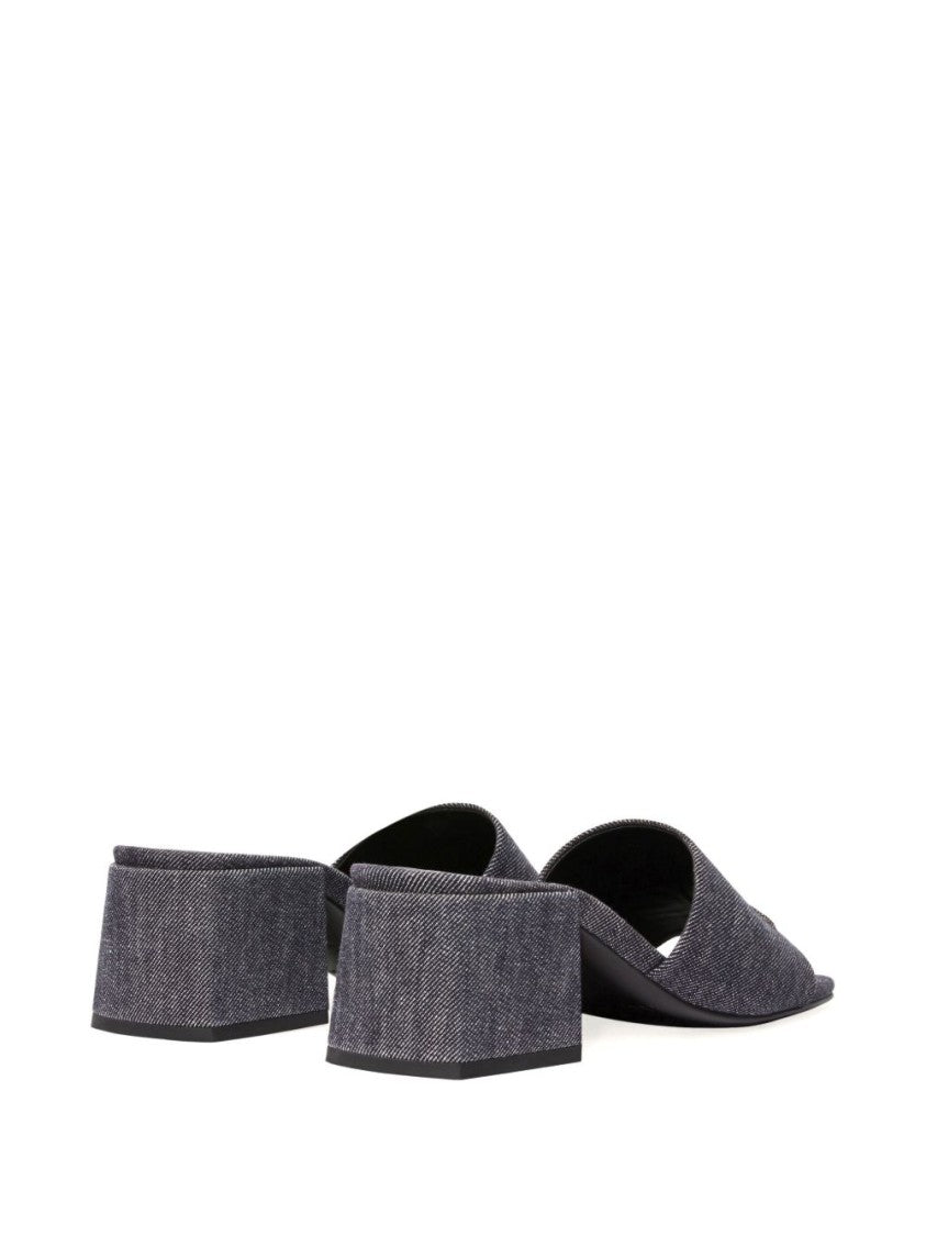 Courrèges Grey Block Heel Branded Insole Sandals