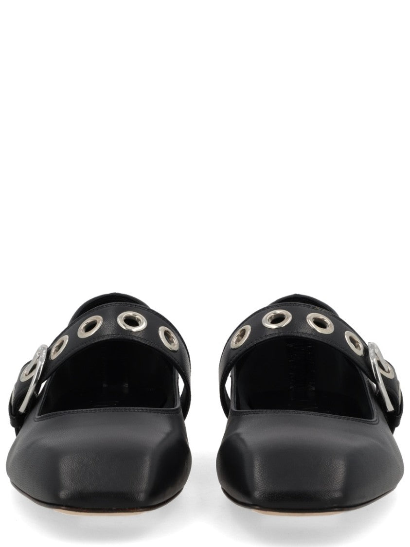 Aeydē Neutrals Uma Mary-Jane Eyelet Strap Flats