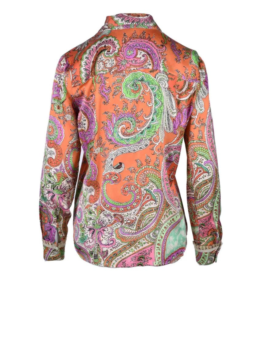 Motel Multicolor Vibrant Paisley Viscose Classic Collar Shirt