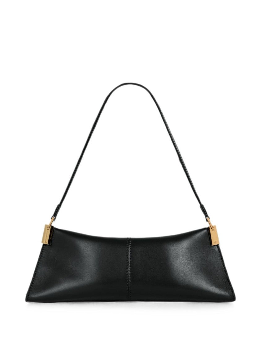 Balmain Black Elongated Triangular Leather Handbag