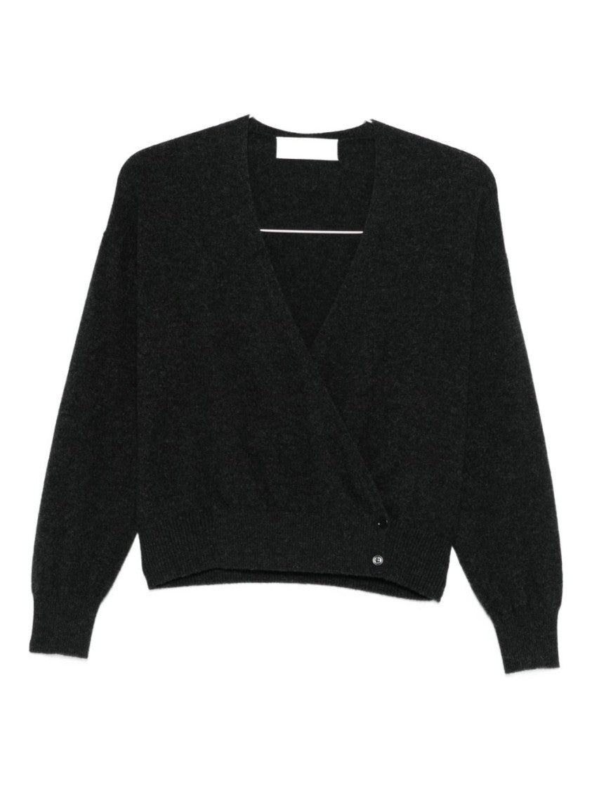 Ivory Paris Wrap-Style Cashmere Sweater With V-Neckline