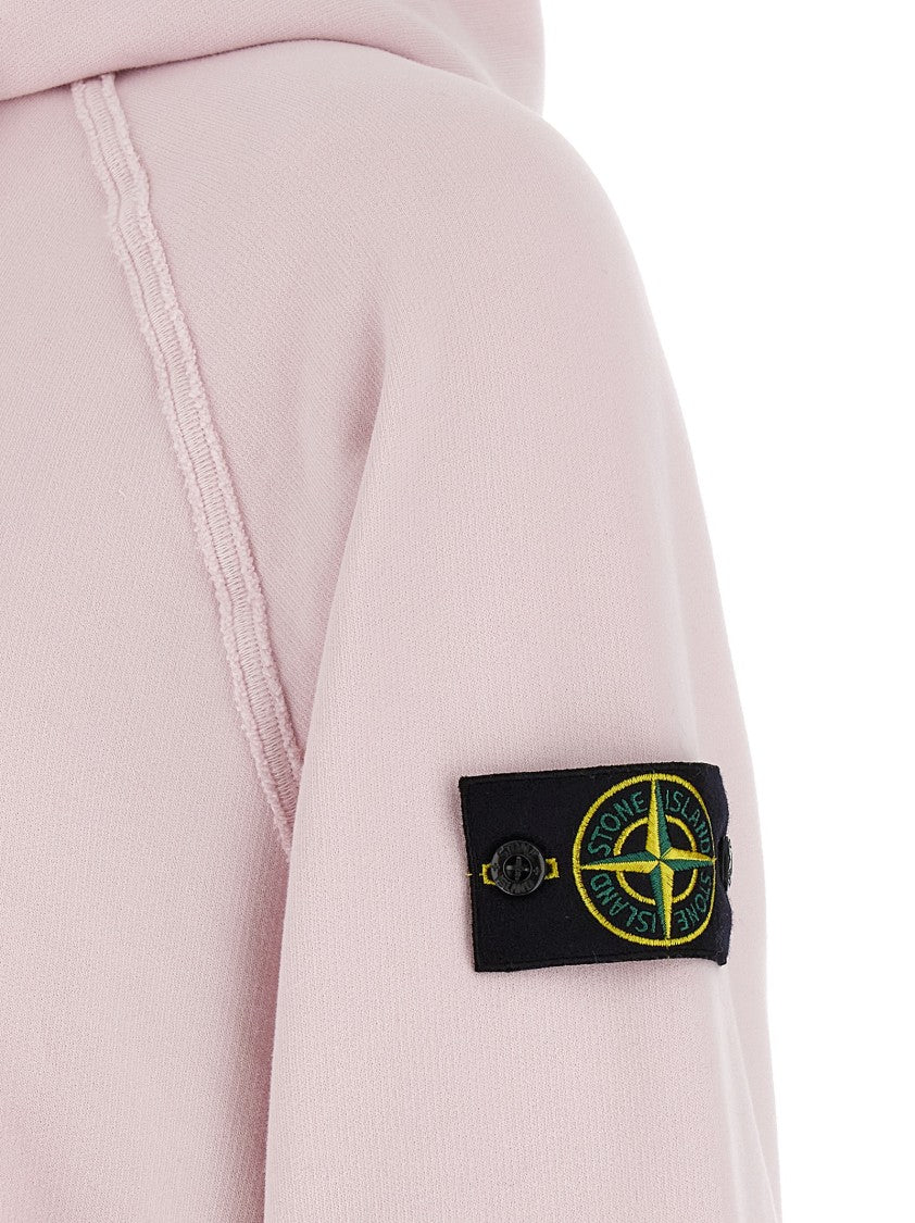 Stone Island Oversized Fleece Hoodie With Logo Badge And Drawstring Hood