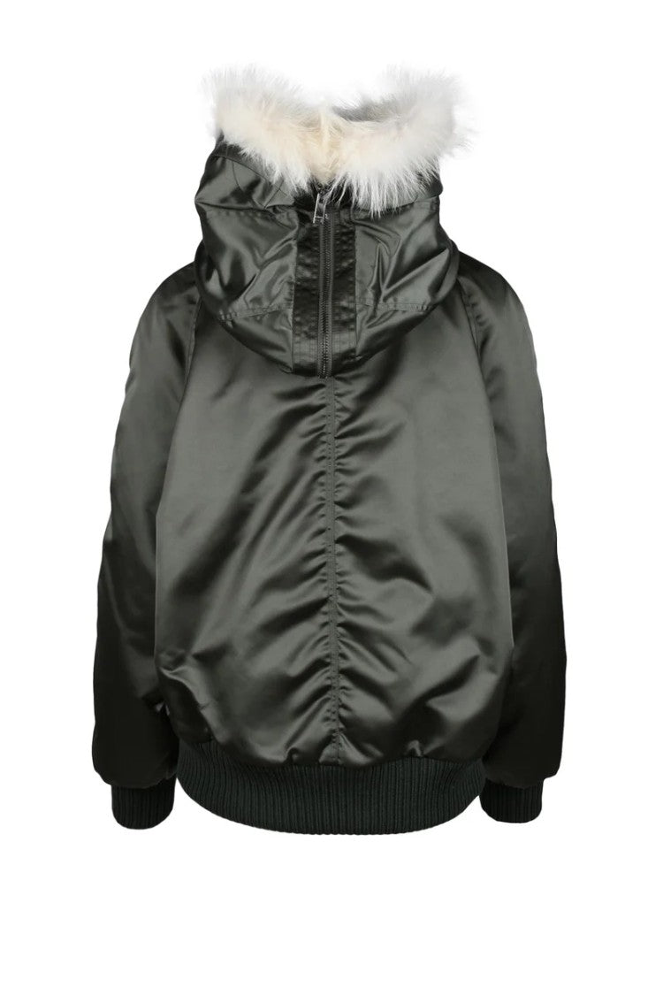 Dondup Padded Bomber Jacket Fur Hood - Military Green