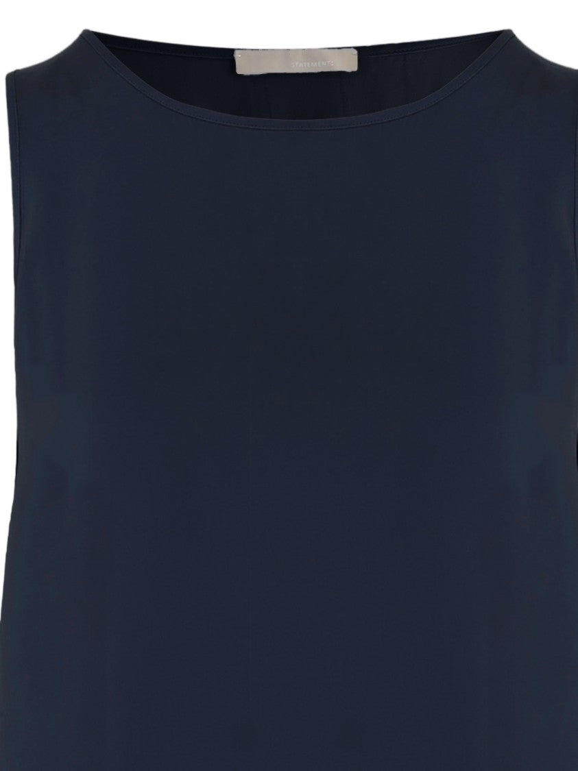 Allude Navy Stretch Silk Tank Top