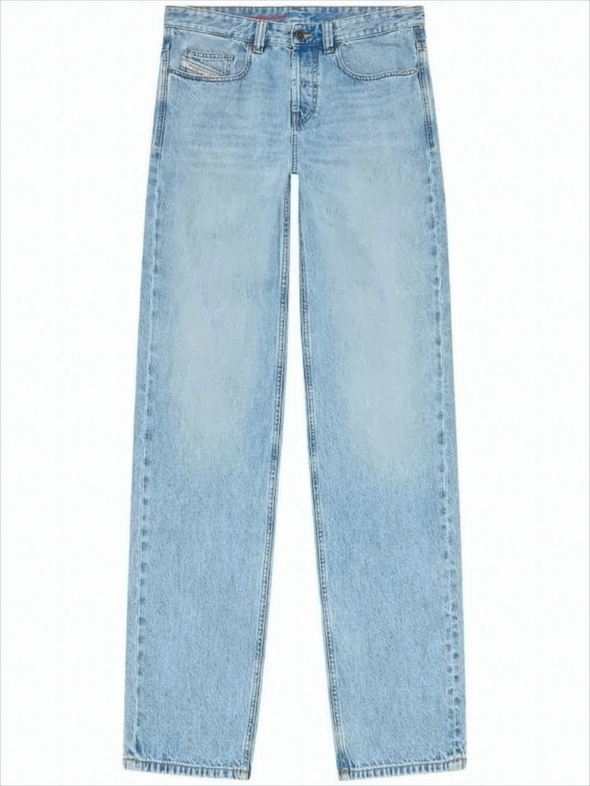 Diesel Straight-Leg Light Blue Denim Pants With Five-Pocket Design