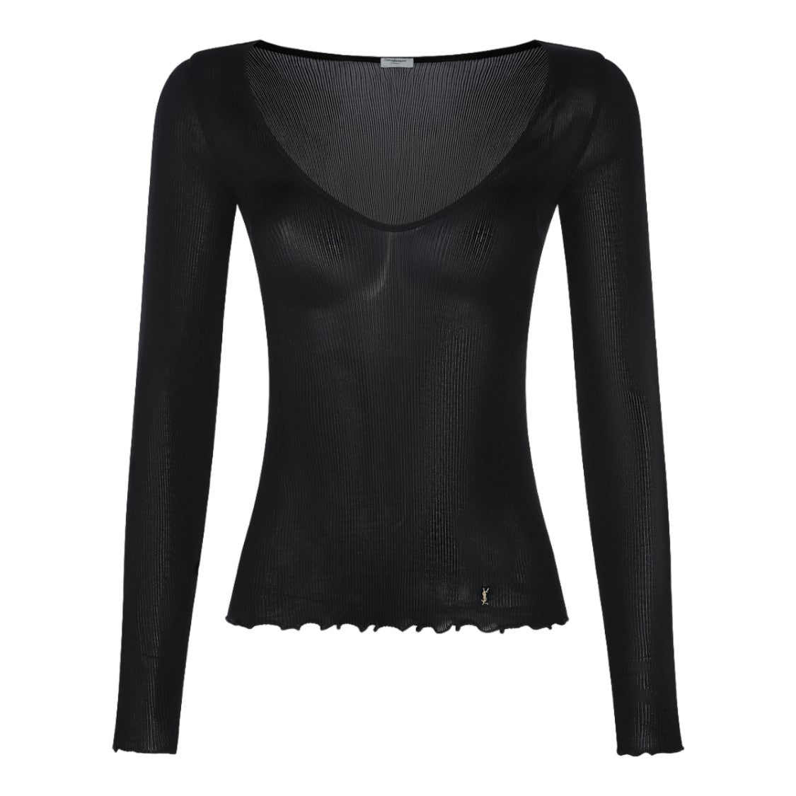 Saint Laurent Fitted Long-Sleeved Top With Deep Scoop Neckline