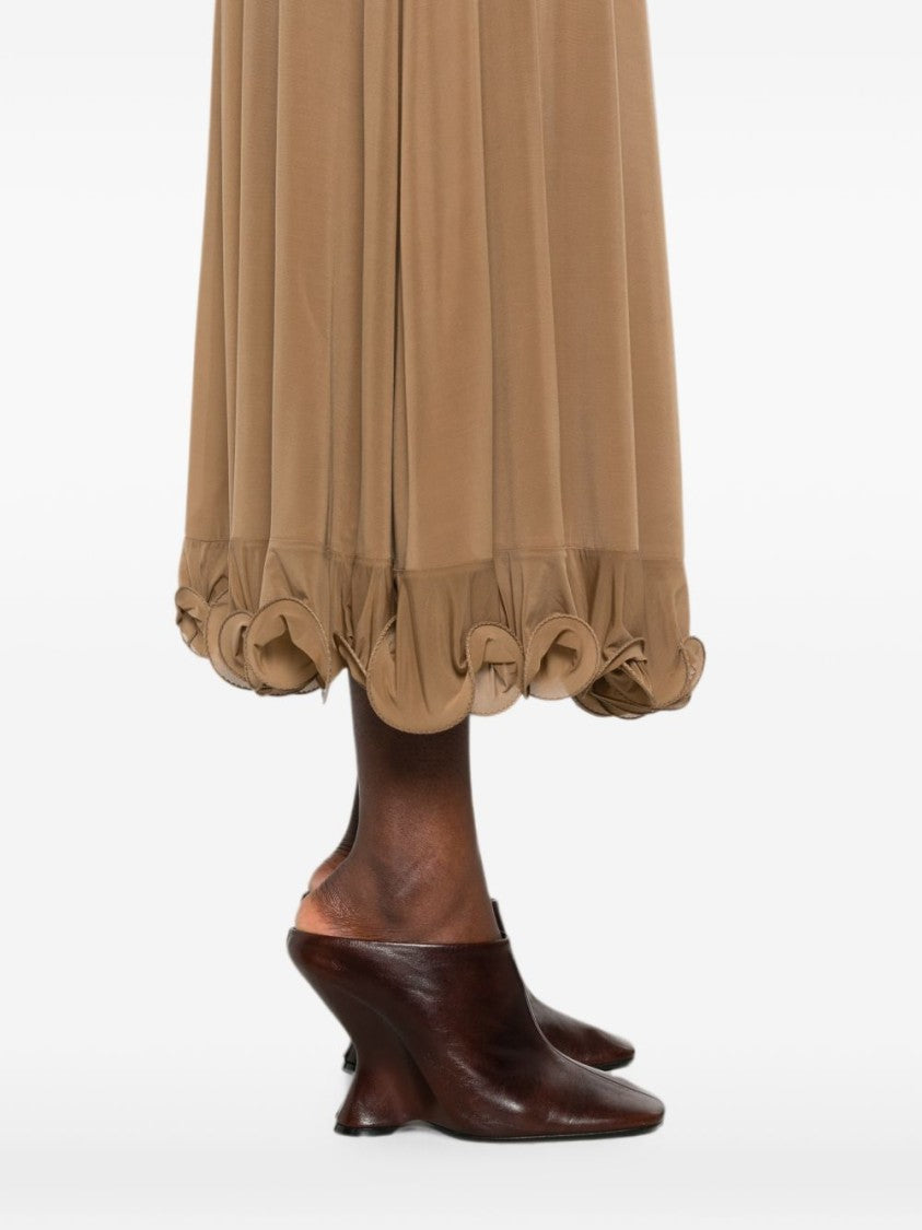 Moschino Gathered Ruffle Skirt With Brown Elasticated Waistband