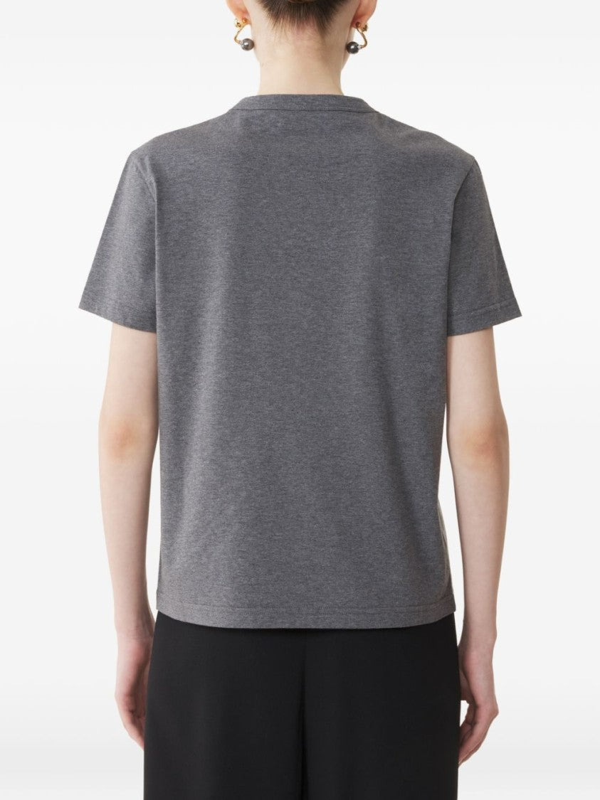Lanvin Short-Sleeved Crew Neck Top With Embroidered Emblem