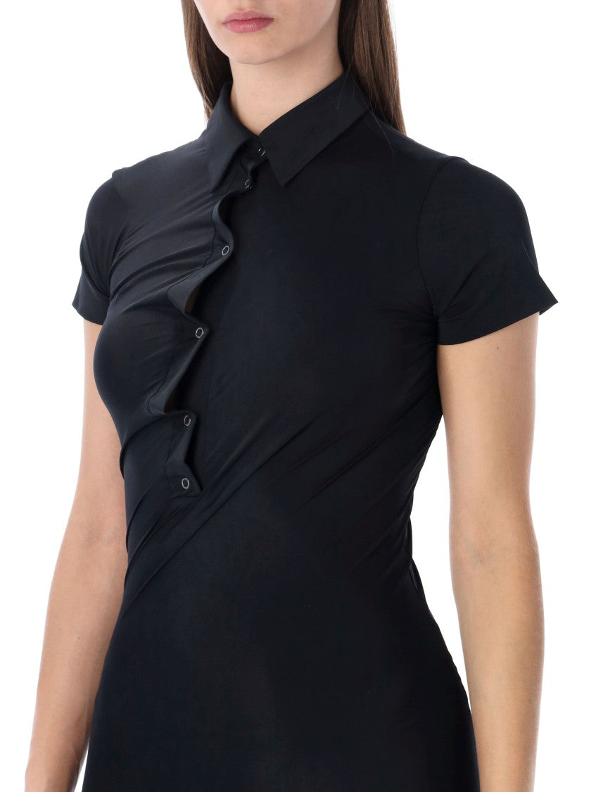 Ottolinger Black Twisted Polo Midi Dress