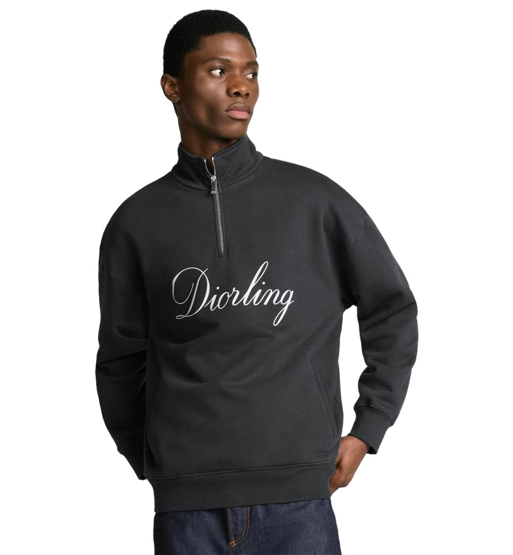 Dior Half-Zip Stand Collar Brushed Cotton Sweatshirt