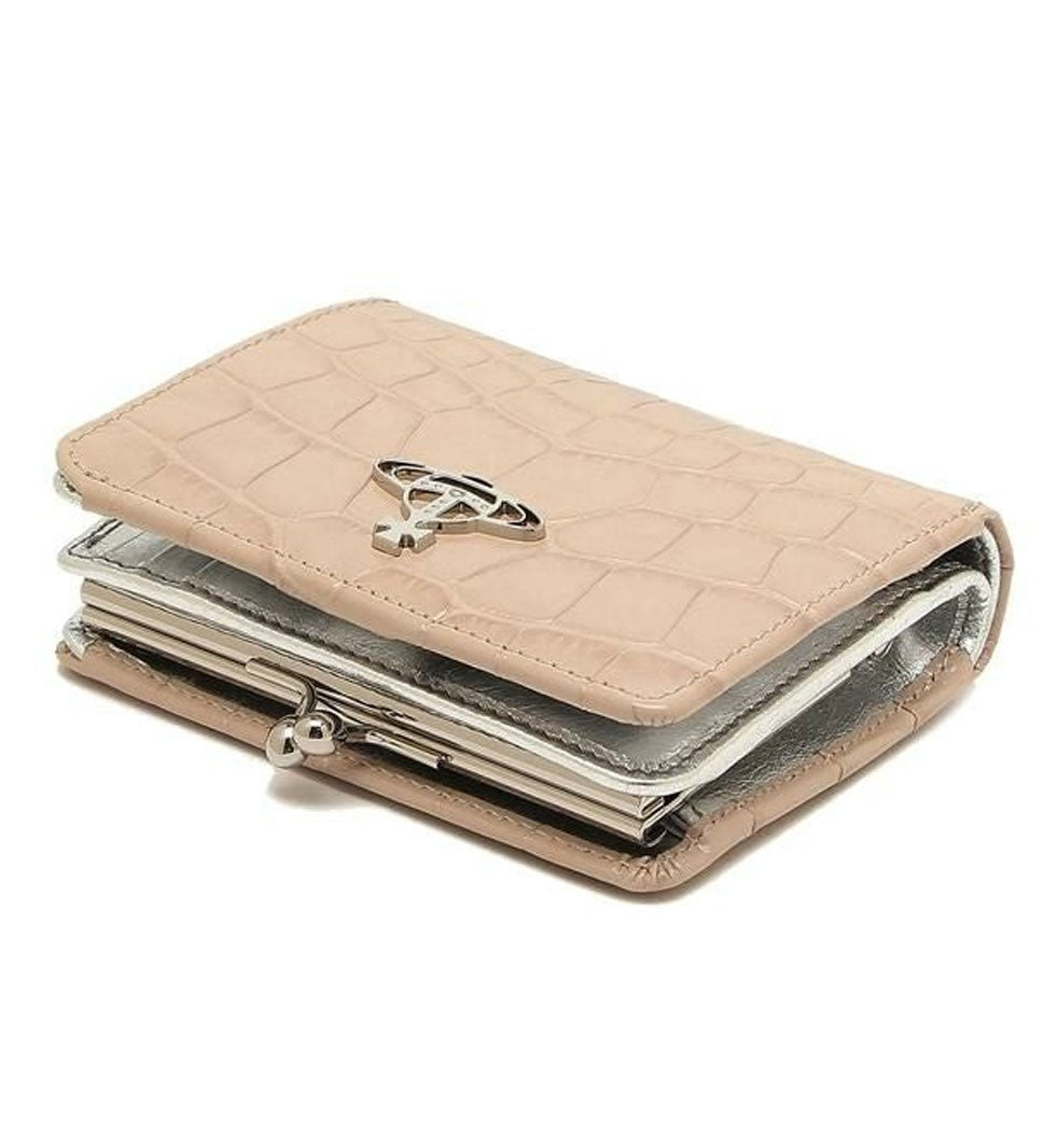 Vivienne Westwood Crocodile-Embossed Calf Leather Wallet With Metallic Closure