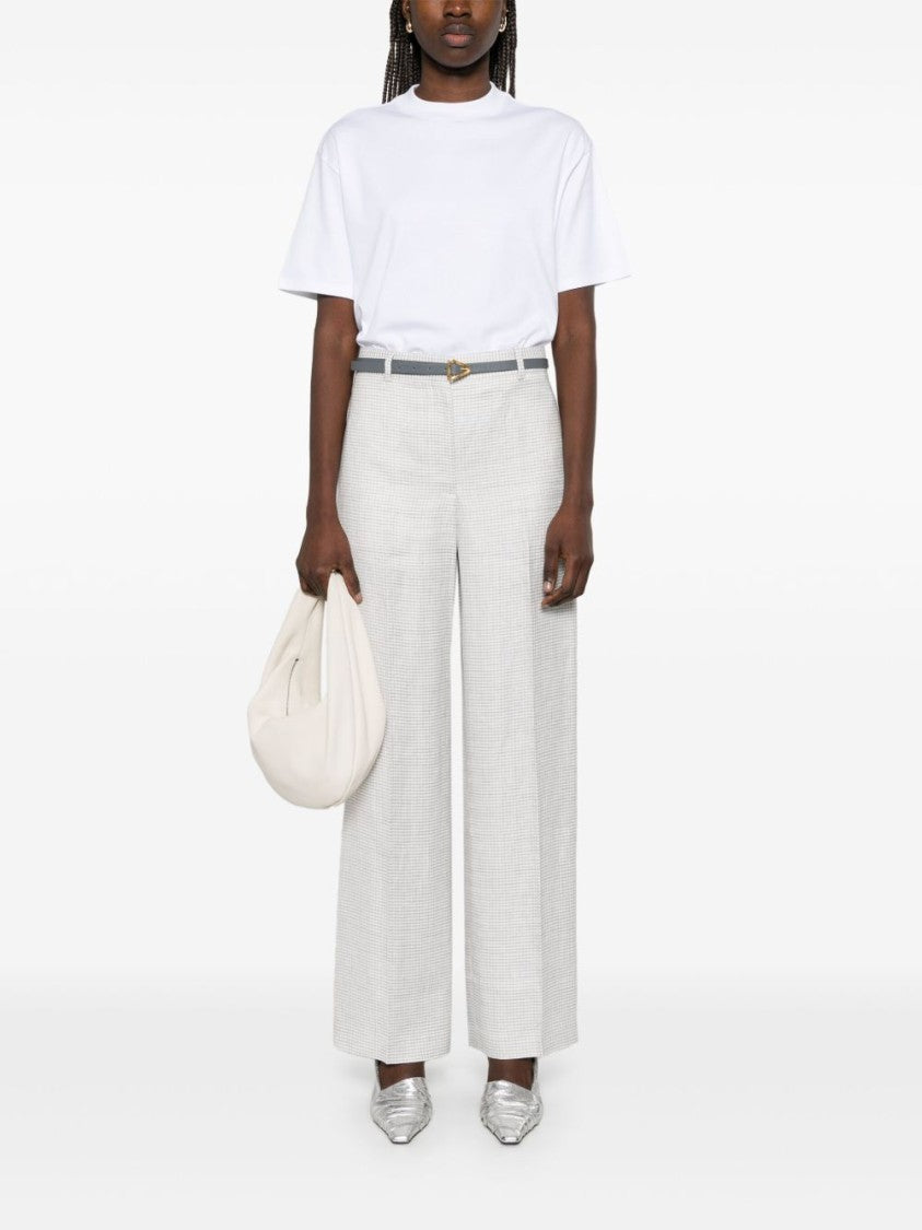 Theory Grey Linen Blend Houndstooth Trousers