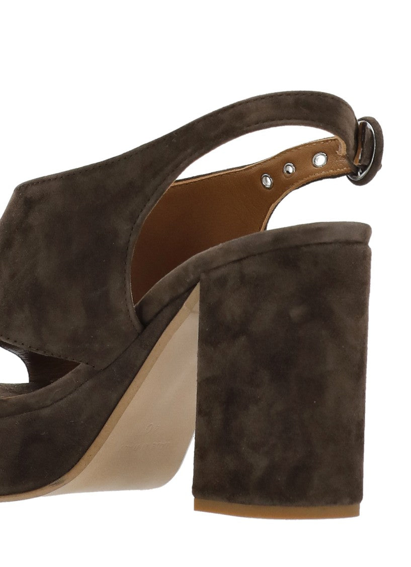 Juilie Dee Brown Crossed Bands Suede Sandals
