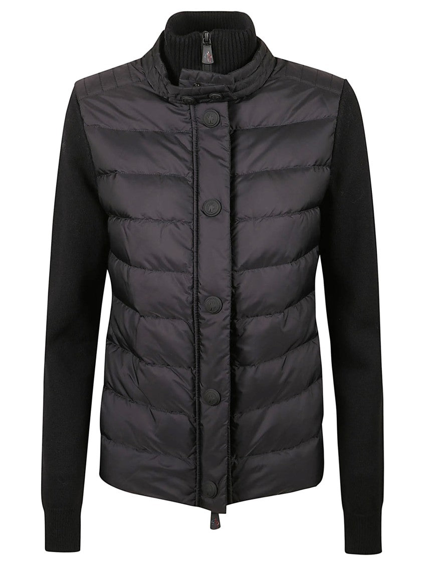 Moncler Grenoble Tricot Quilted Black Cardigan