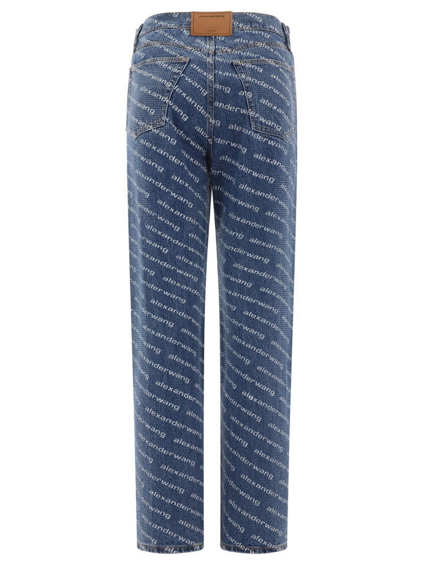 Alexander Wang Jeans With Logo Crystal Hotfix
