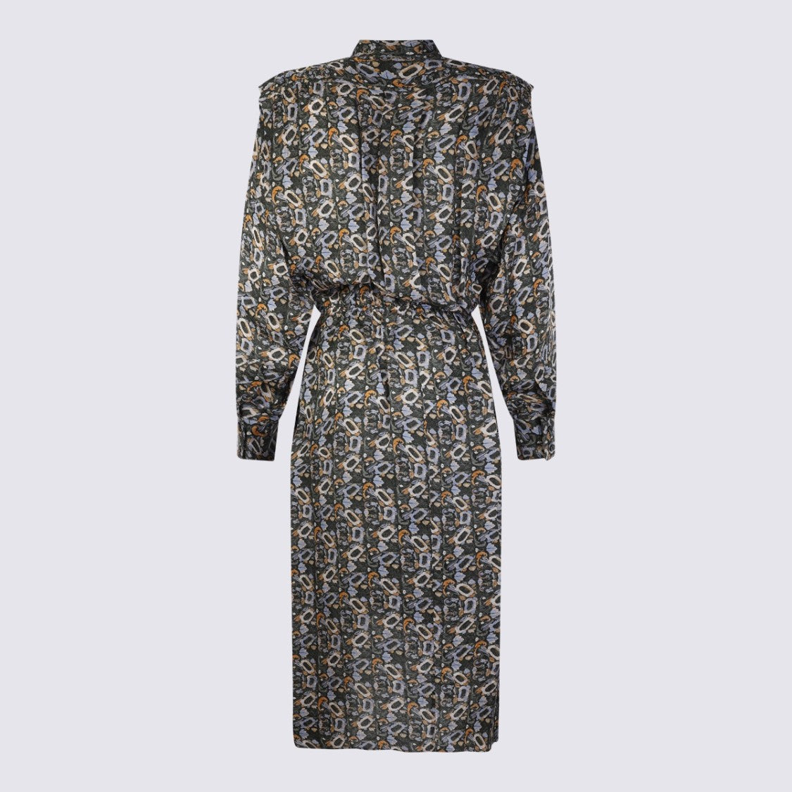 Isabel Marant Midi Dress With Abstract Multicolor Pattern And Structured Shoulders