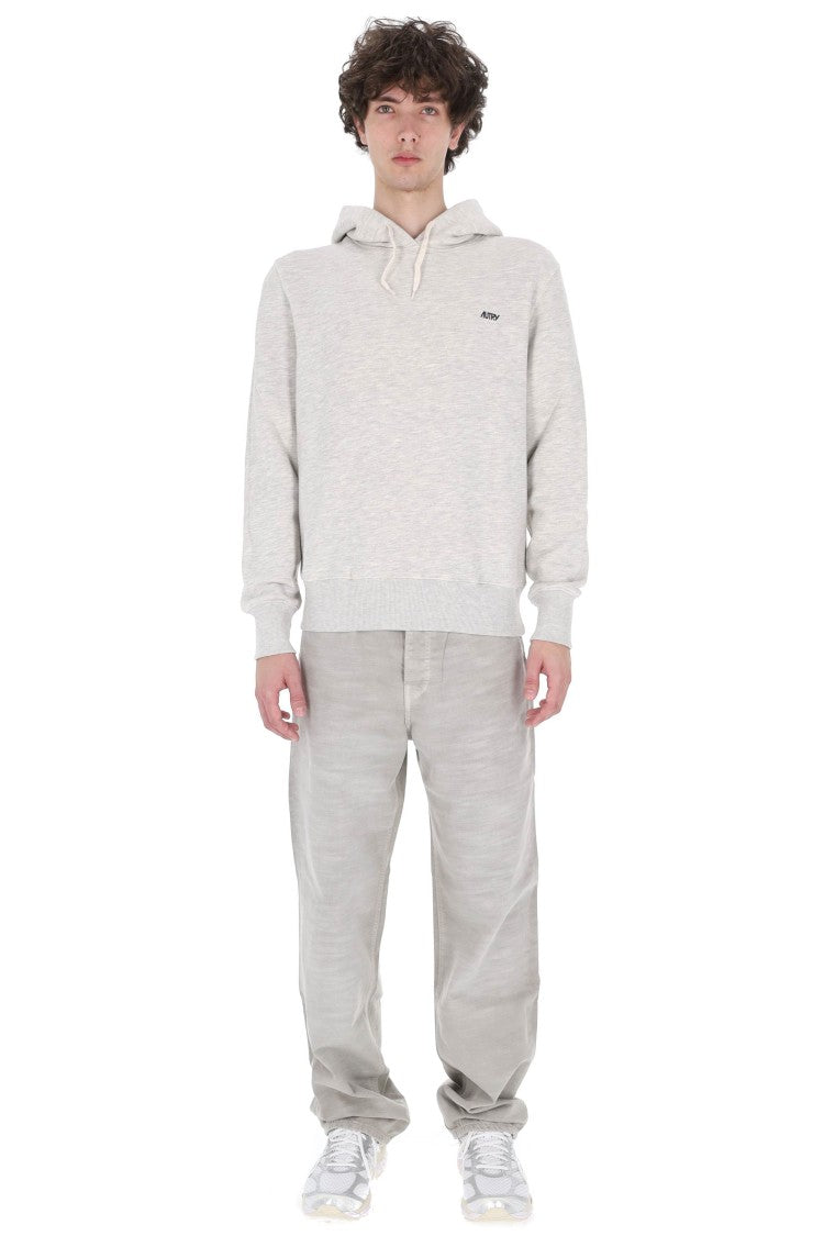 Autry Grey Cotton Hooded Sweatshirt