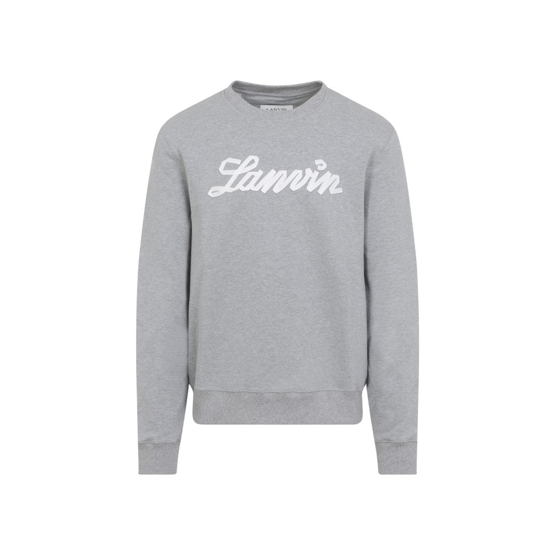 Lanvin Modern Fit Grey Cotton Sweatshirt With Script Logo