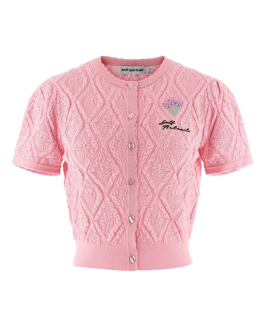 Self-Portrait Pink Knit Cardigan